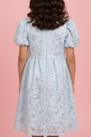 صورة فستان سماوي كشكشة ولؤلؤ على والفستان